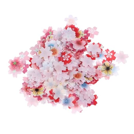 STOBOK Rice Paper Edible Flowers Cupcake Decoration Cherry Blossom Wafer Paper Flower Cake Topper Food Dessert Decorations for Wedding Birthday Party 440Pcs