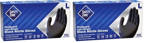 Safety Zone GNPR-XL-BK GNPR Black Standard, Textured Powder-Free, Nitrile Gloves, XL(1 Box of 100)