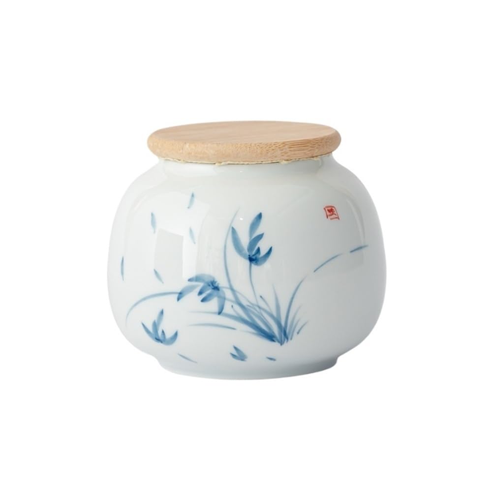 Tea Coffee Sugar Canisters Ręcznie malowane niebiesko-białe słoiki na herbatę z ceramiki podszkliwnej, zamknięte słoiki do gospodarstwa domowego, przenośne małe słoiki do przechowywania herbaty