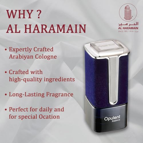 Image of Al Haramain Opulent Sapphire EDP 100 ml - Unisex Woody Aromatic Perfume with Bergamot, Jasmine & Cedarwood | Fresh Long‑Lasting Elegance