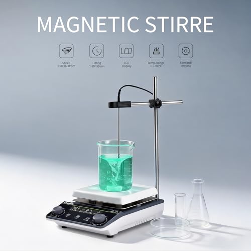 Image of Magnetic Stirrer Hot Plate Stirrer 300℃ 5.9in Stir Plate 5L 1600RPM | Labs Physical Education Max.5L Magnetic Hotplate Stirrer