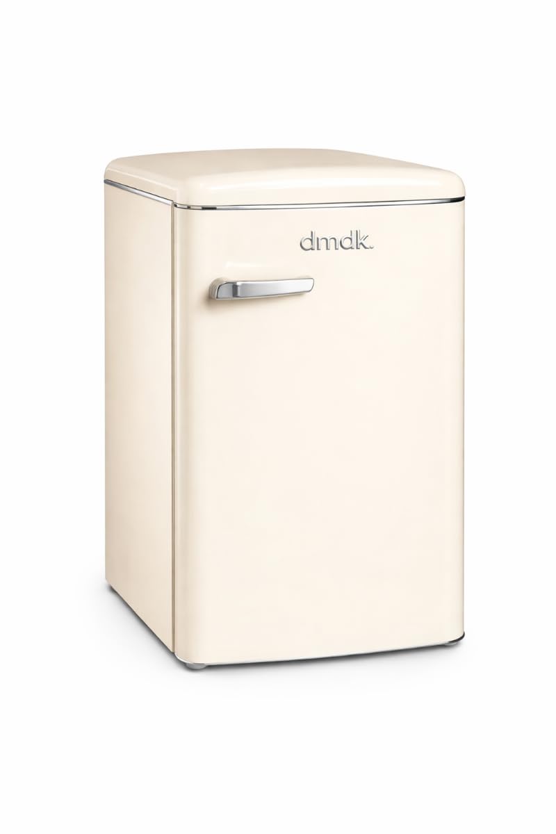 DMDK DKC1 Frigorifero Retrò da Tavolo, Color Crema, 108 L, con Scomparto Congelatore, Basso Consumo, 55x61,50x89,50 cm