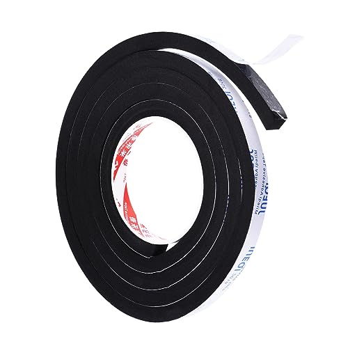 PATIKIL 2m/6.6ft Sealing Foam Tape, 12mm Wide 10mm Thick Single Sided Weather Stripping Door Seal Strip for Window Door Insulation, Black