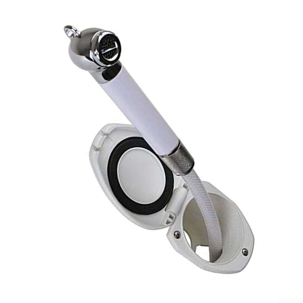Yacht - Kit doccia con tubo da 4 m, in acciaio resistente al sale (set doccia con tubo da 4 m) | Materiali resistenti al sale, costruzione in acciaio inossidabile, tubo retrattile da 4 m, grado marino, uso di lunga durata