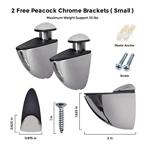 Fab Glass And Mirror 14" X 14" Corner Kit With Triangle Chrome Brackets Glass Shelf, Clear #TOP4