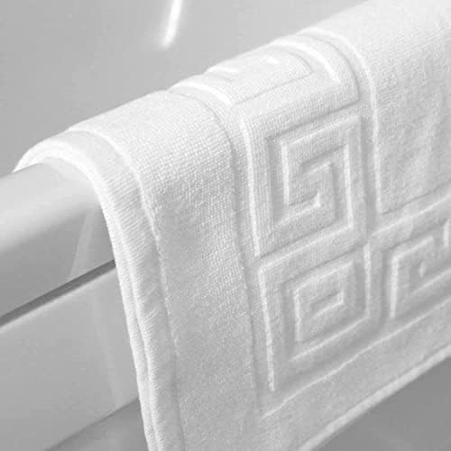 Sleep and Beyond Egyptian Cotton 750 GSM Greek Key Pattern Bath Mats (White, 5 Pack)