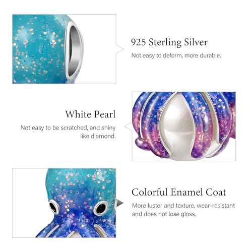 Image of GNOCE Ocean World Cute Animal Charm Beads,925 Sterling Silver Dangle Charms Fit Bracelets & Necklace, Hand-Finished Keepsake Travel Jewelry Gift for Women Men BBF