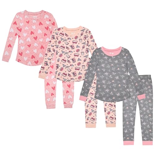 Girls’ Pajama Sets Multipack Snug Fit Soft Long Sleeve Pajama Tops & Sleepwear Pants