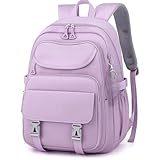 Mochila Feminina Coreana Grande Capacidade Escolar Impermeável – Bolsa Estudante Casual Trabalho Viagem 30L (lilas YH(sem pingente))