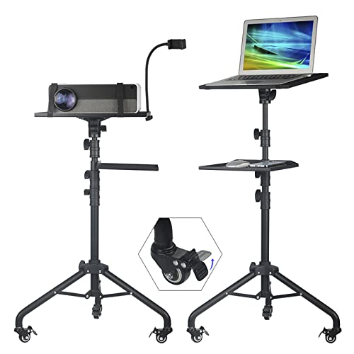 Vivemce Projector Stand Tripod On Wheels,Projector Tripod Stand Adjustable Height 29 To 52 Inch,With Removable Mouse Tray And Phone Holder,Portable Laptop Tripod Stand #TOP18