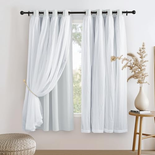 Image of PONY DANCE White Bedroom Curtains, 52 x 63 inches, Greyish White, 2 Pieces
