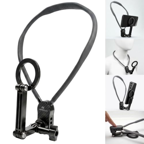 Magnetic Neck Phone Holder with Anti-Shake Chest Strap | Hands-Free Neck Mount for Vlogging, POV Recording, Reels, 2 Magnetic Rings, for iPhone 12-17 