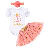 Product Image of the Viworld Baby Girl 1st Birthday Cake Smash Toddler Girl Miss Onederful Romper Tutu Skirt with Headband Clothes Set