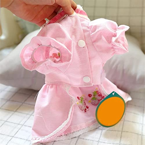 KUTKUT Cotton Blend Summer Cute Skirt Strawberry Stripe Small Dog Dress | Dress for ShishTzu, King Charls, Pug & Other Similar Kind Small Breed Dogs(Size: XL, Chest: 50cm, Back Length: 40cm), 1 Count 3