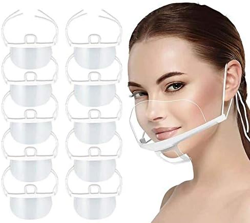 Face Shield, Transparent Anti-Fog Spray Saliva Chef Spit Mouth Shield Food Protective Mouth Cover Plastic Face Shield for Hotel Kitchen Restaurant (5 pcs)