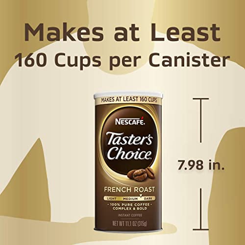 Nescafe Taster's Choice, French Roast Medium Dark Roast Instant-Coffee, 11.1 Oz. Resealable Canister, 2 Pack (320-Cups Total) #TOP2
