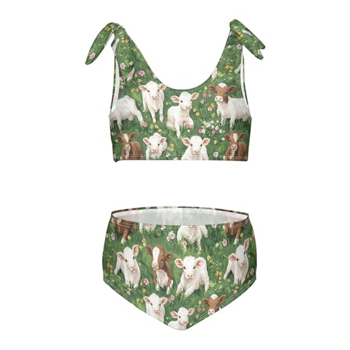 Wusikd Cute Calves Girls Swimsuits Two Piece Grass Flowersd Swimwear Bikini Set for for Girls Size 9-10 Multi