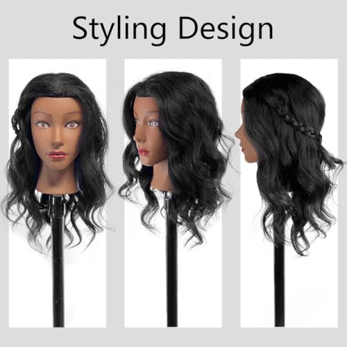 1834 mqhihi mannequin head human hair with tripod set 100 real hair cosmetology manikin doll head for hairdresser practice braiding with tripod set and tools