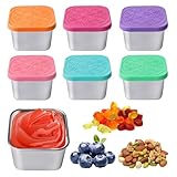 PORFOYO 6 unidades pequeñas latas con tapa, 180 ml, recipientes para aderezos para ensaladas, de acero inoxidable, para salsas, mini cajas de aperitivos de acero inoxidable, a prueba de fugas, mini