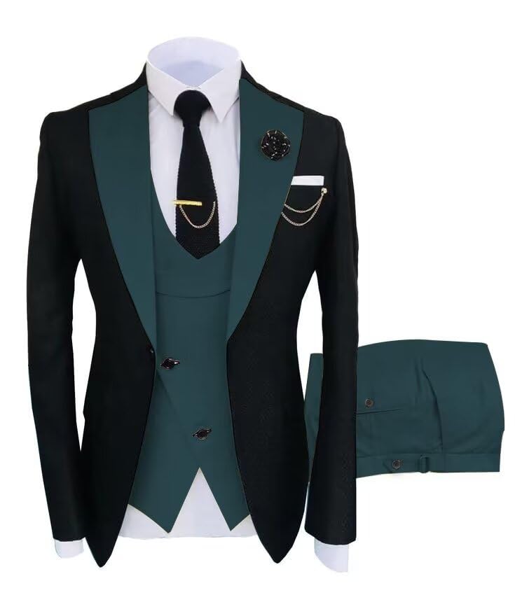 Men's 3 Piece Suit Slim Fit One Button Formal Wedding Party Prom Suit Jacket Vest Pants Set
