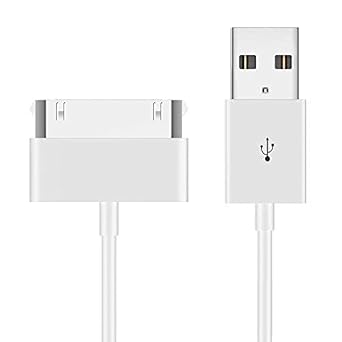White 30-Pin USB Charging & Sync Cables 3.3 Foot Compatible with iPhone 4/4S, iPhone 3G/3GS, iPad 1/2/3, iPod Classic, Nano, Touch Durable Apple Legacy Connector 3