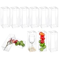 NBEADS 24 Pcs Small Clear Favor Boxes, 6x6x18cm Transparent PET Box Clear Plastic Party Boxes Small Gift Box for Candy Chocolate Christmas Birthday Wedding Shower Party