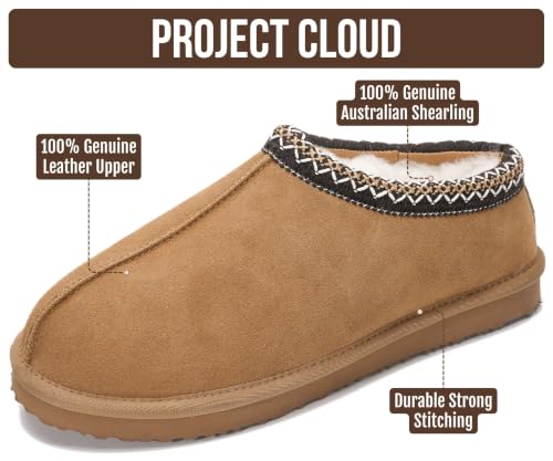 Image of Project Cloud Mens Slippers Genuine Leather Australian Shearling Slippers