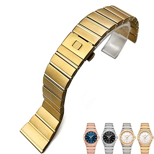 Bracelet de montre en acier inoxydable 25mm maillons dorés avec boucle pliante