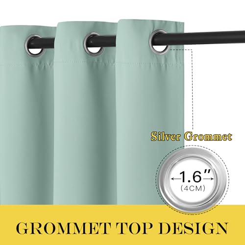 NICETOWN Window Treatment Sliding Door Curtain - Thermal Insulated Width Solid Blackout Patio Glass Door Drape, Extra Wide Draperies (Seafoam Green, 100 inches Wide x 84 inches Long)