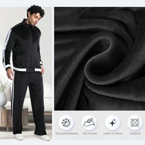Men's Velour Tracksuit Zip-Up Jacket Striped Velvet Sweatsuit 2 Piece Casual Outfits Fitness Set Gym Outfits4