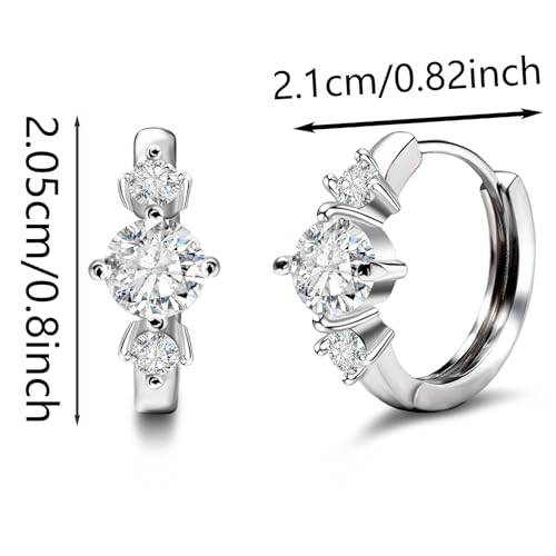 Big Huggie Hoop Earrings Sterling Silver 6MM Diamond Cubic Zirconia Cuff Cartilage Earring Sparkling Round Cut CZ Huggie Earrings for Women Hypoallergenic Earrings Jewelry Gifts Birthday2