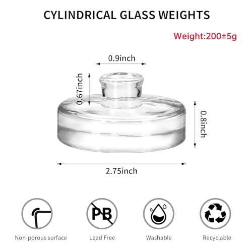 Image of Fermentation Weight, Glass Fermentation Weight, Fermentation Jar Glass Weights with Easy Grip Handles, for Homemade Pickles, Kimchi, Sauerkraut