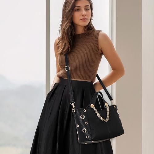 Image of Leather Tote Bag for Women Work Travel Casual Shoulder Crossbody Bags with Strap