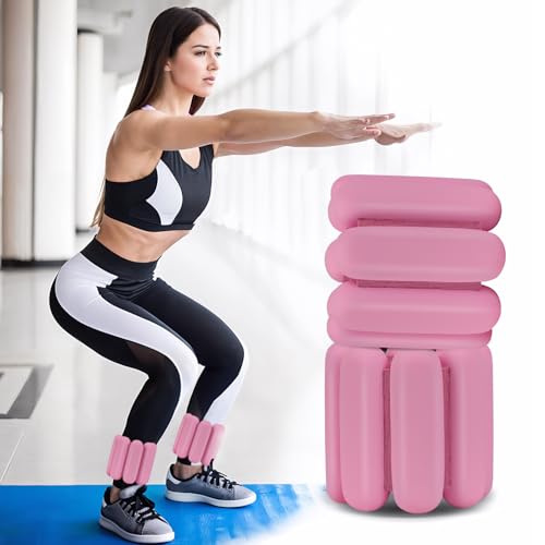 Pesas de tobillo para mujer: peso de muñeca ajustable, juego de pesas para yoga, barre, caminar, pilates, aeróbicos, ejercicio de piscina, paquete de 2, 2 libras, color rosa