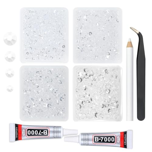 qiipii 3mm 4mm 5mm 6mm Transparent Resin Rhinestones w B7000 Jewelry Glue for Bedazzling Crafting Clear Flatback Jelly Rhinestones Bulk Stones Diamonds Gems for Nails Face Eyes Makeup Tumblers Crafts