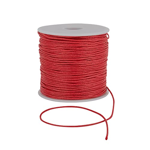 Cordón encerado de 1 mm para hacer pulseras y collares, cuerda de macramé resistente, cuerda Scoobies y cordón de piel, perfecto para cuentas y pulseras de la amistad, color rojo, 10 m