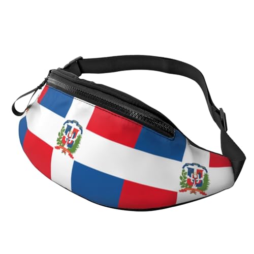 Hüfttasche mit Dominikanische Republik-Flagge, verstellbarer Gürtel, Hüfttasche, für Reisen, Wandern, Laufen, Outdoor-Sport, Bauchtasche für Damen und Herren, Schwarz , Einheitsgröße, Hüfttaschen
