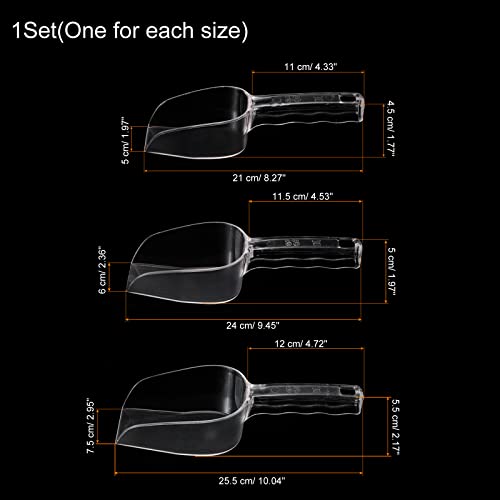 PATIKIL Ice Scoop, 3 Pack PC Plastic Small Ice Maker Flour Cereal Sugar Utility Handle Shovel for Home Kitchen Clear - Image 2