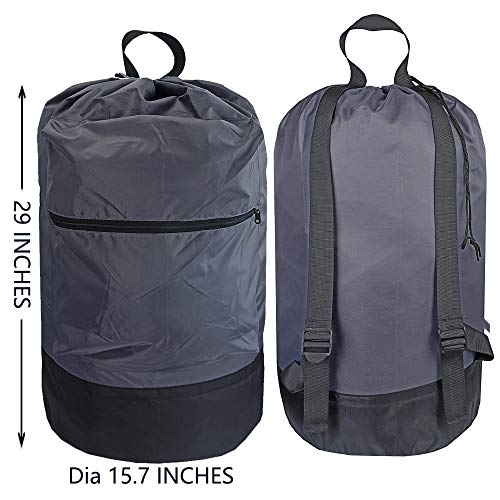 Uniligis Washable Laundry Bag Backpack With Zipper Pocket, Heavy Duty Clothes Bag, 2 Strong Adjustable Shoulder Straps With Drawstring Closure For Travel, Camping Or College, Grey #TOP4