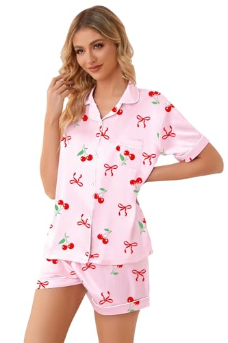 Image of Girls & Womens Satin Pajamas Set, Silk Button-Down Sleepwear 2 Piece Nightwear, 3 Years - Women XXL