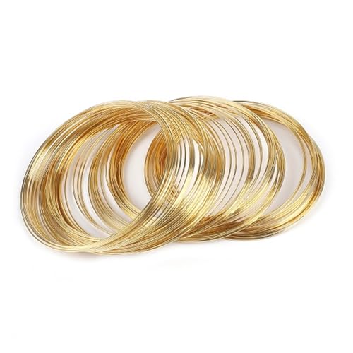 Wildeep 100 Boucles de diamètre 6 cm Largeur 0. 6 mm Fil en Acier for DIY(Gold)