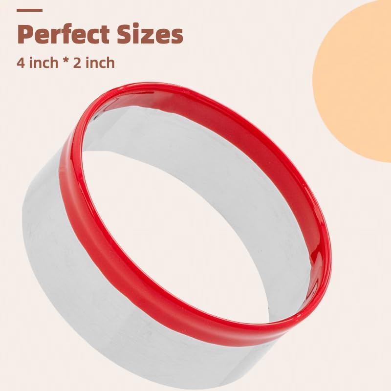 4 Inch Round Cookie Cutter with Red Top Rubber Protection, Large Circle Biscuit Cutter, Metal Cookie Cutter image 5