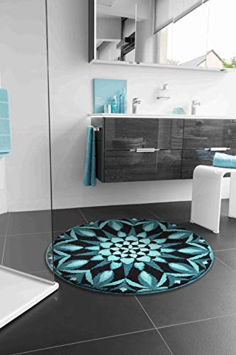 Grund Bath Mat, Ultra Soft and Absorbent, Anti Slip, 5 Years Warranty, COGNITION, Mandala 60 cm Round, Turquoise