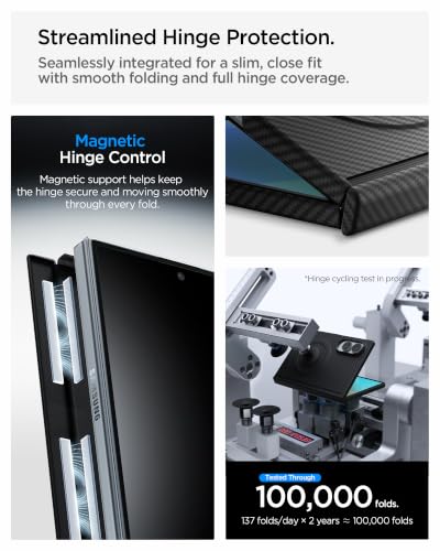 Image of Spigen AirSkin Aramid MagFit Case for Samsung Galaxy Z Fold 8, Black | Magsafe, Premium Aramid Fiber, Hinge Protection, Slim Fit, Qi2 Ready Wireless Charging, Aramid Fiber, Poly Carbonate, Smooth