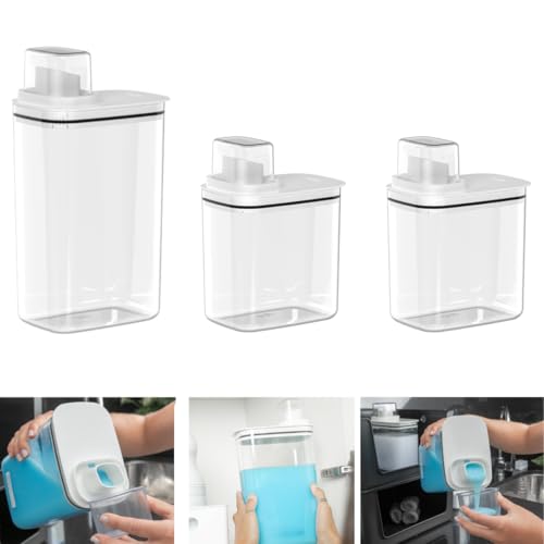 Genérico Dispenser Lavanderia Flow Kit 3 peças com Tampa Hermétic...