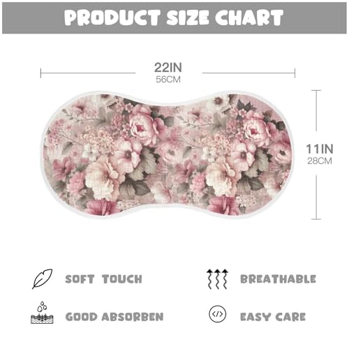 Muslin Baby Burp Cloths, Pink Flowers Cotton Soft Burp Cloths for Newborns​​, Extra Absorbent Burp Cloths 1-Pack​​, 22 x 11 Inch4