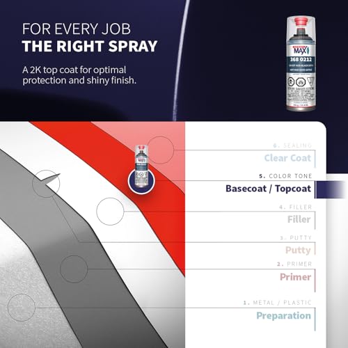 SprayMax 2K Topcoat Hot Rod Satin Black | 2K Automotive Satin Black Spray Paint for Cars, Metal & Plastic | Durable Semi-Gloss Finish, Chemical & Weather Resistant | Professional Grade 12 oz