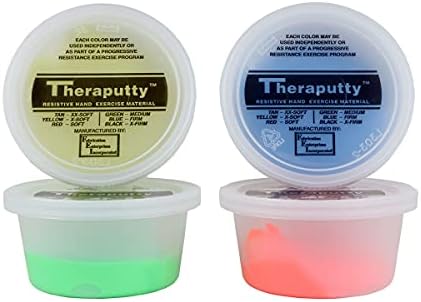 CanDo TheraPutty 4 Piece Set - X-Soft, Soft, Medium, and Firm, 2oz Each, Standard Hand Exercise Putty for Rehabilitation, Exercises, Hand Therapy and Strengthening, Stress Relief