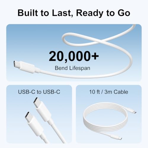 Image of 10ft Charger for MacBook Pro /Air 16, 15, 14, 13 inch 2025, 2024, 2023, 2022, 2021, 2020, M1 M2 M3 M4, 96W USB C Power Adapter, LED, 100W USB-C Cable Charging as Fast as Original Quality