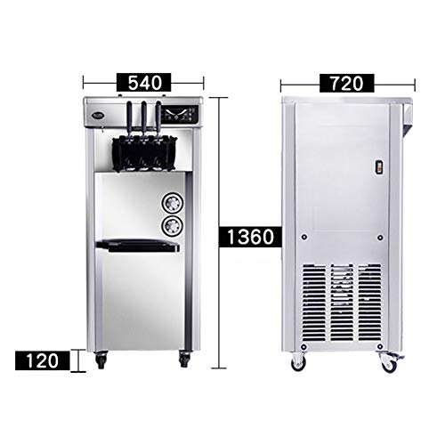 Xb Kommerzielle Eismaschine, Softeistüte-Digitalanzeigemaschine mit 3 Geschmacksrichtungen Desktop Automatic Drum 2500W… – Bild 3